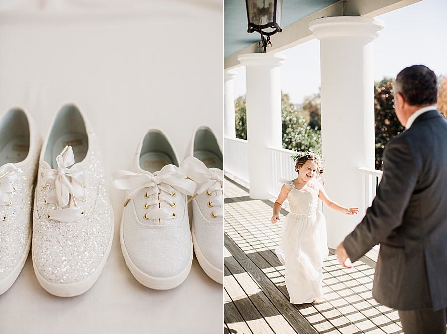 Bridal shoes at this Wedding at Castleton Farms by Knoxville Wedding Photographer, Amanda May Photos.