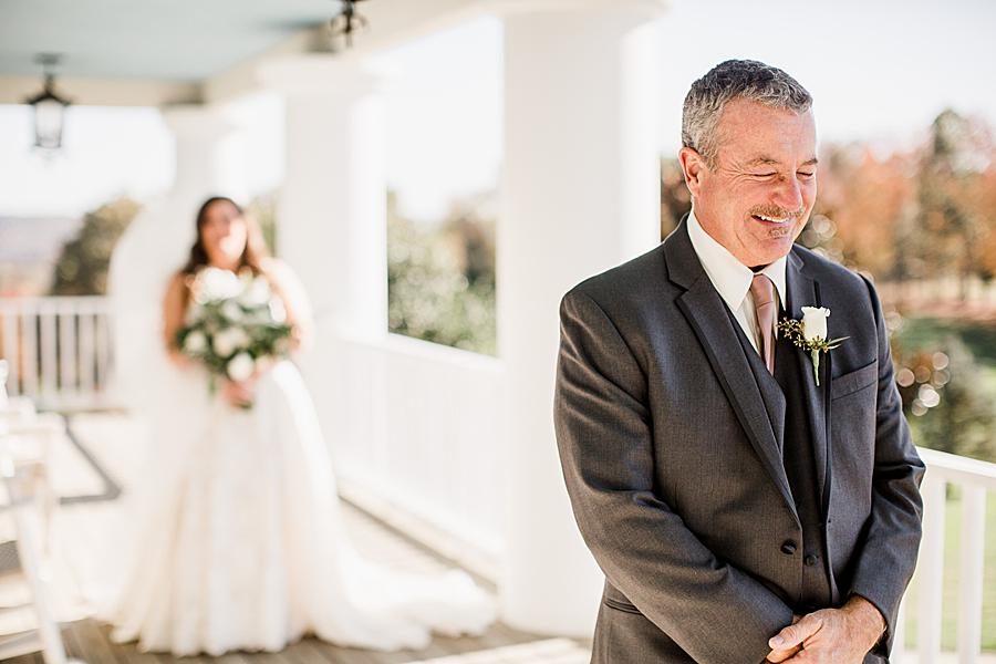 Dad first look at this Wedding at Castleton Farms by Knoxville Wedding Photographer, Amanda May Photos.