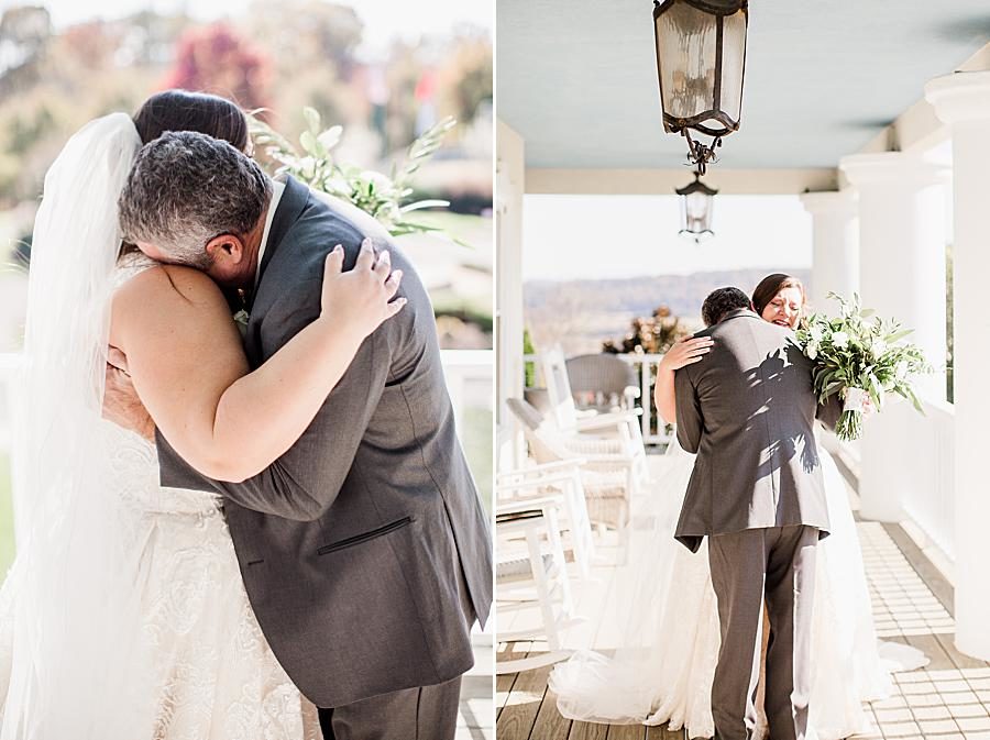 Hugging dad at this Wedding at Castleton Farms by Knoxville Wedding Photographer, Amanda May Photos.