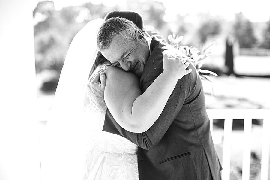 Dad hug at this Wedding at Castleton Farms by Knoxville Wedding Photographer, Amanda May Photos.