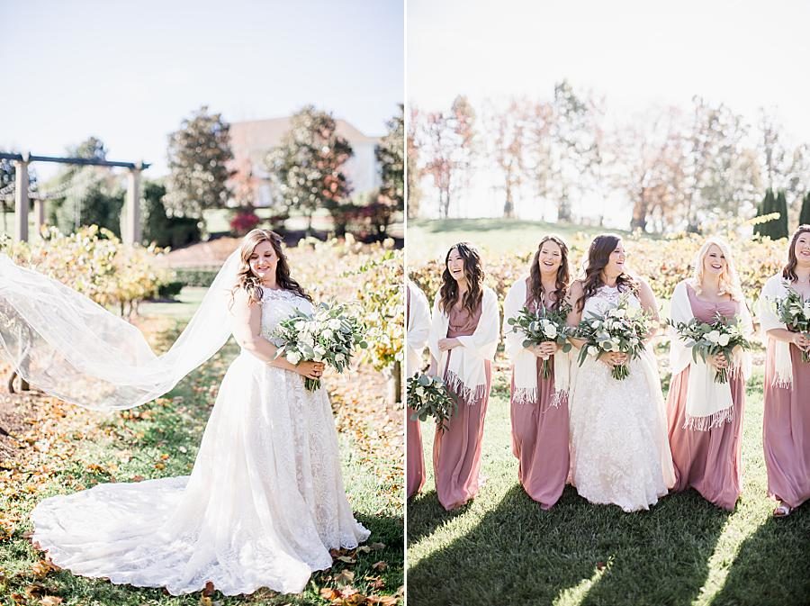 Flowy veil at this Wedding at Castleton Farms by Knoxville Wedding Photographer, Amanda May Photos.