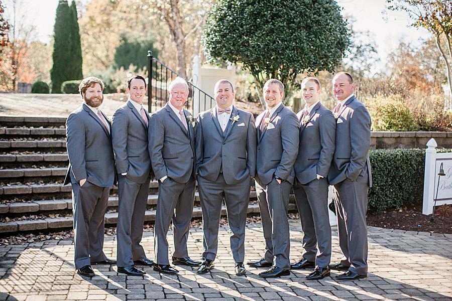 Groomsmen pose at this Wedding at Castleton Farms by Knoxville Wedding Photographer, Amanda May Photos.