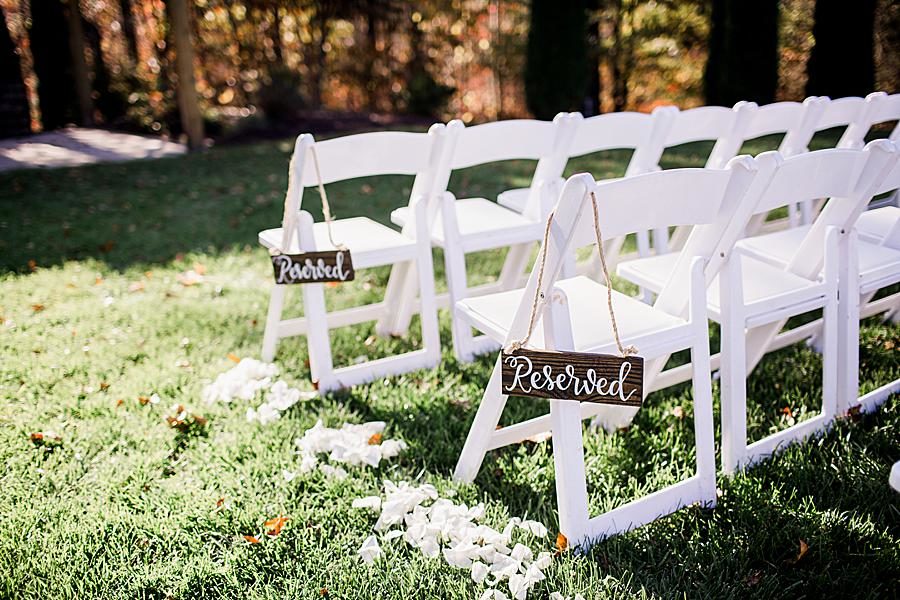 Reserved sign at this Wedding at Castleton Farms by Knoxville Wedding Photographer, Amanda May Photos.