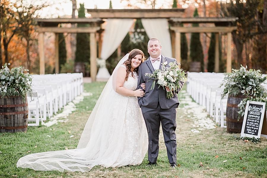 Just married at this Wedding at Castleton Farms by Knoxville Wedding Photographer, Amanda May Photos.