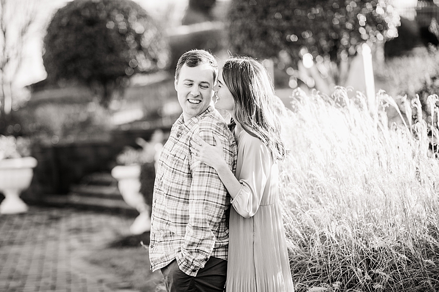 black and white photo at castleton farms winter engagement
