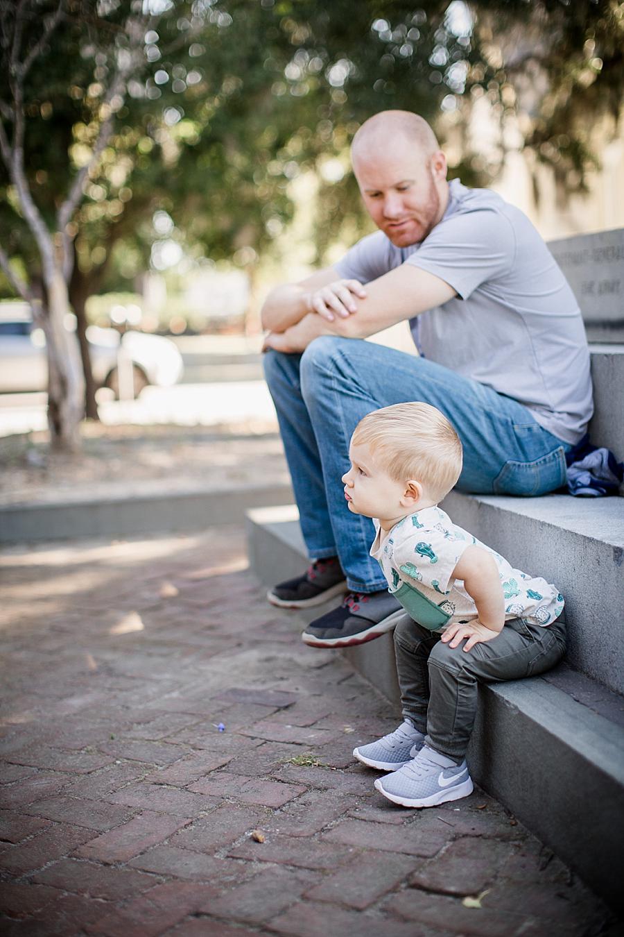 Sitting with dad at this Charleston Session by Knoxville Wedding Photographer, Amanda May Photos.