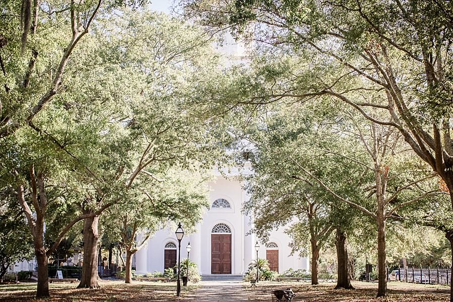 White church at this Charleston Session by Knoxville Wedding Photographer, Amanda May Photos.