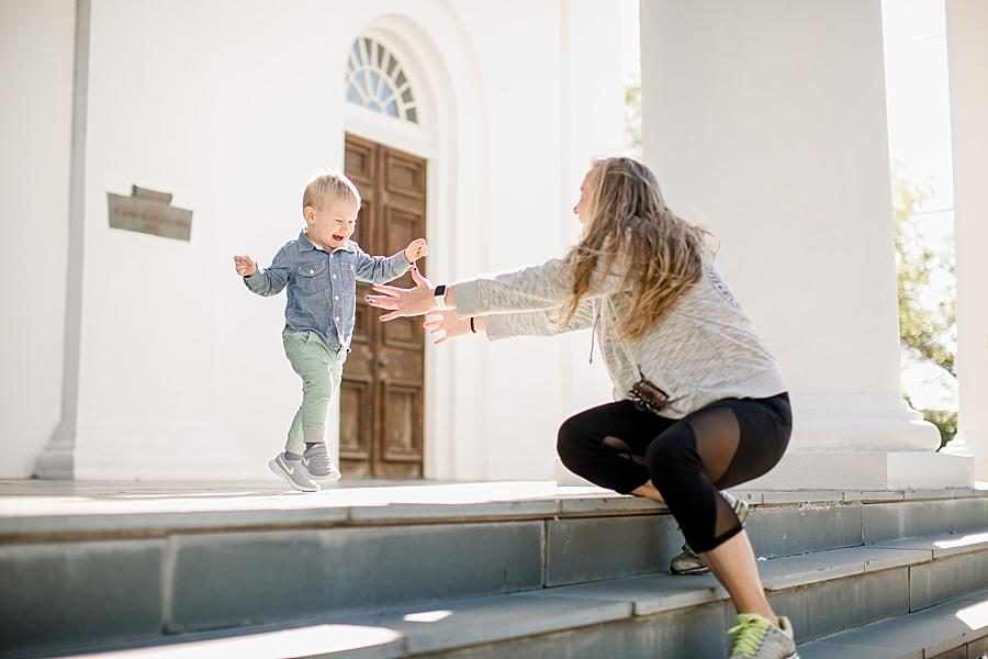 Running to mom at this Charleston Session by Knoxville Wedding Photographer, Amanda May Photos.
