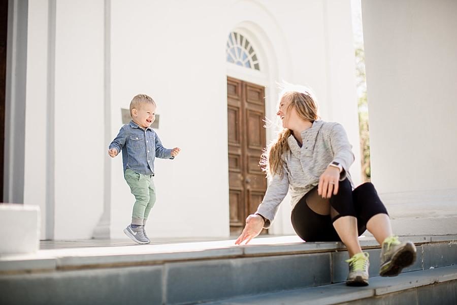 Laughing at this Charleston Session by Knoxville Wedding Photographer, Amanda May Photos.