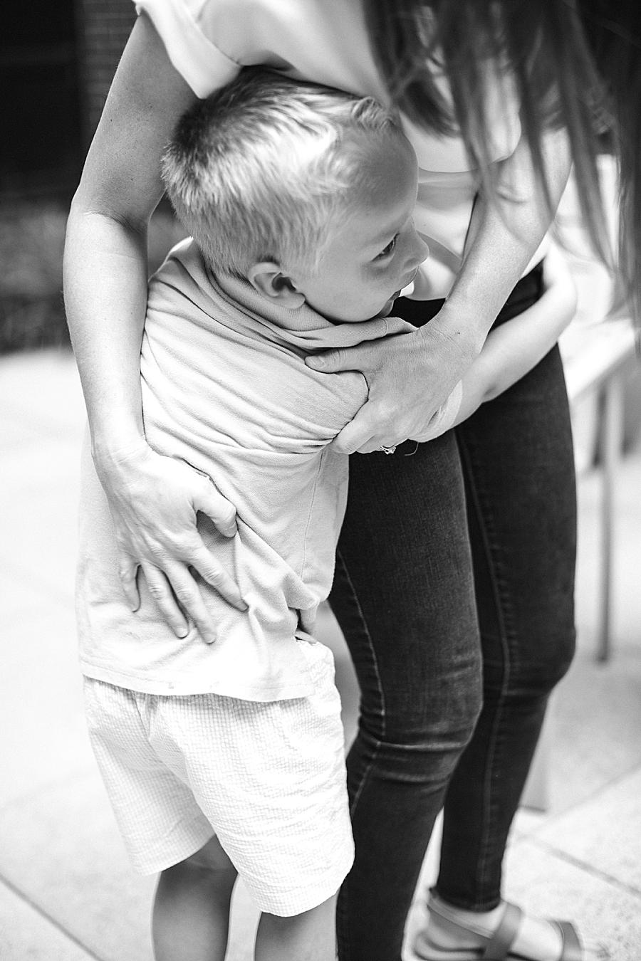 Big hugs at the Children’s Hospital Session by Knoxville Wedding Photographer, Amanda May Photos.