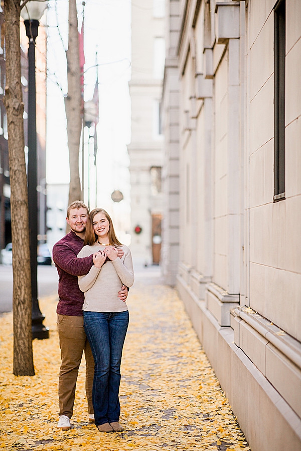 fall leaves at downtown family photos