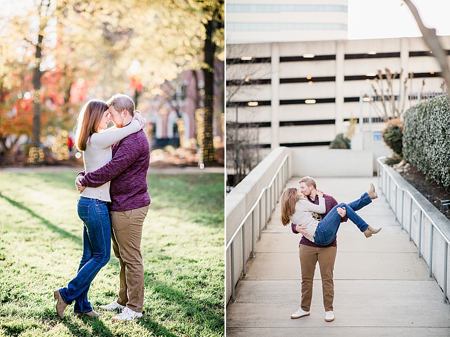 hugging at downtown family photos