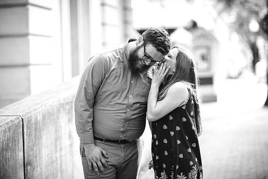 Black and white at this downtown engagement by Knoxville Wedding Photographer, Amanda May Photos.