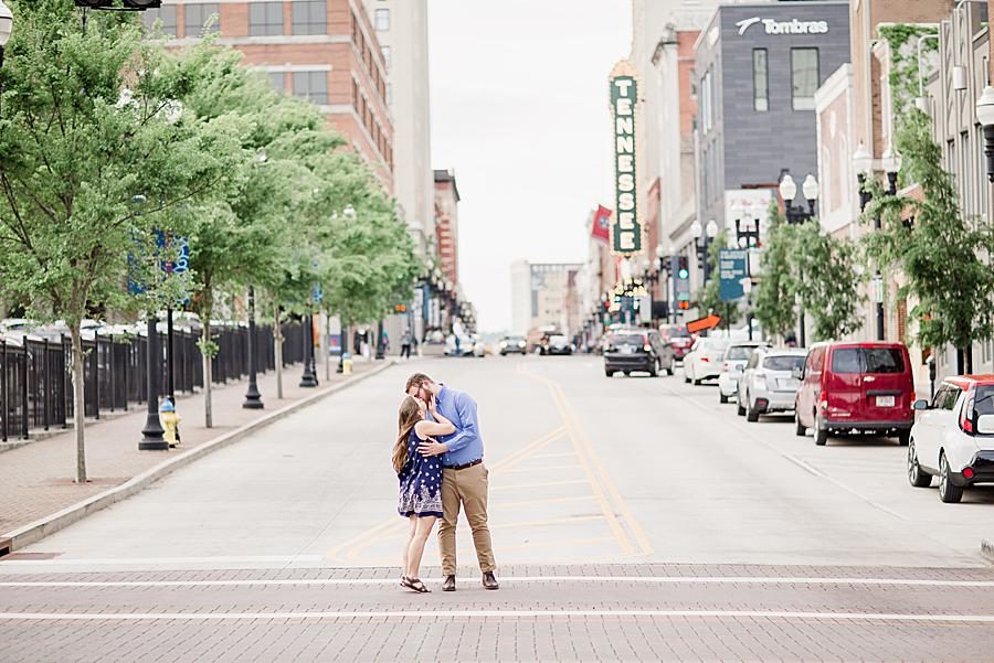 Tennessee Theatre marquee at this downtown engagement by Knoxville Wedding Photographer, Amanda May Photos.
