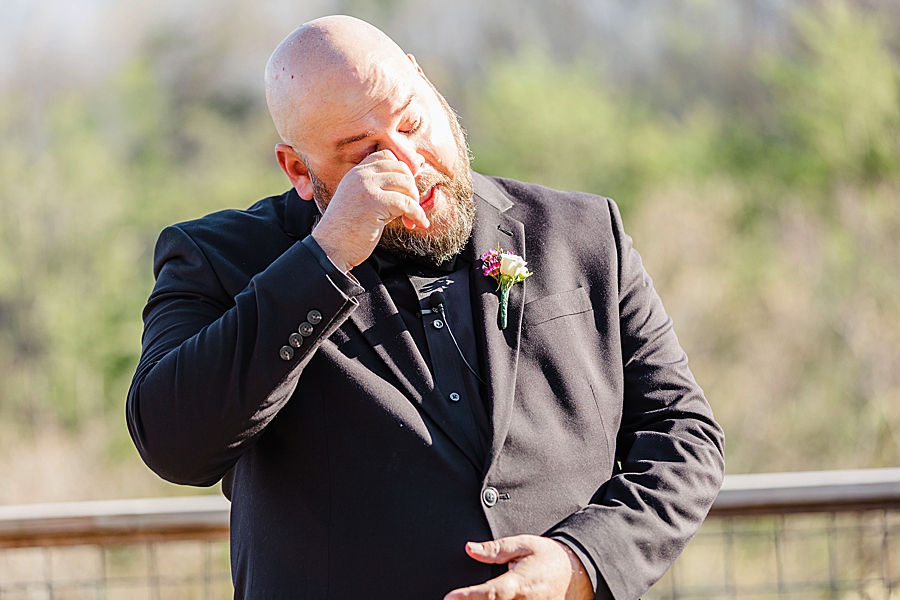 emotional groom at dreammore resort wedding
