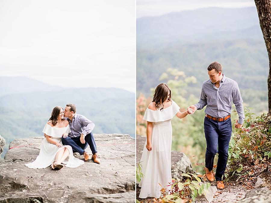 Kiss on the cheek at this Eagle Rock engagement by Knoxville Wedding Photographer, Amanda May Photos.