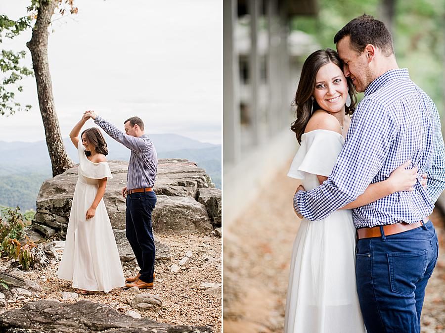 Twirling at this Eagle Rock engagement by Knoxville Wedding Photographer, Amanda May Photos.