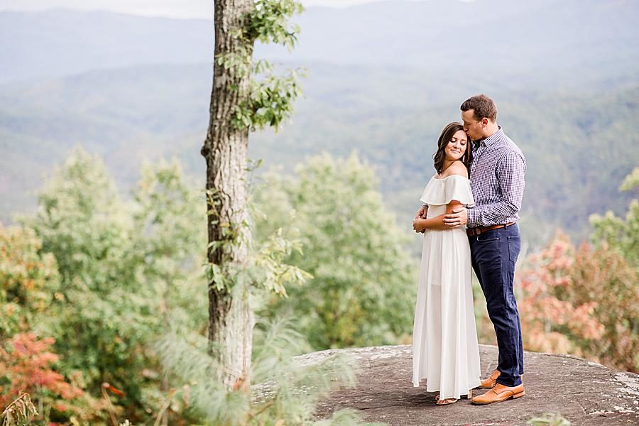 Forehead kiss at this Eagle Rock engagement by Knoxville Wedding Photographer, Amanda May Photos.