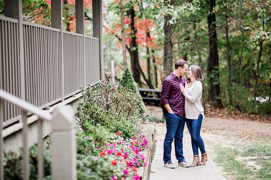 Pink flowers at this Eagle Rock engagement by Knoxville Wedding Photographer, Amanda May Photos.