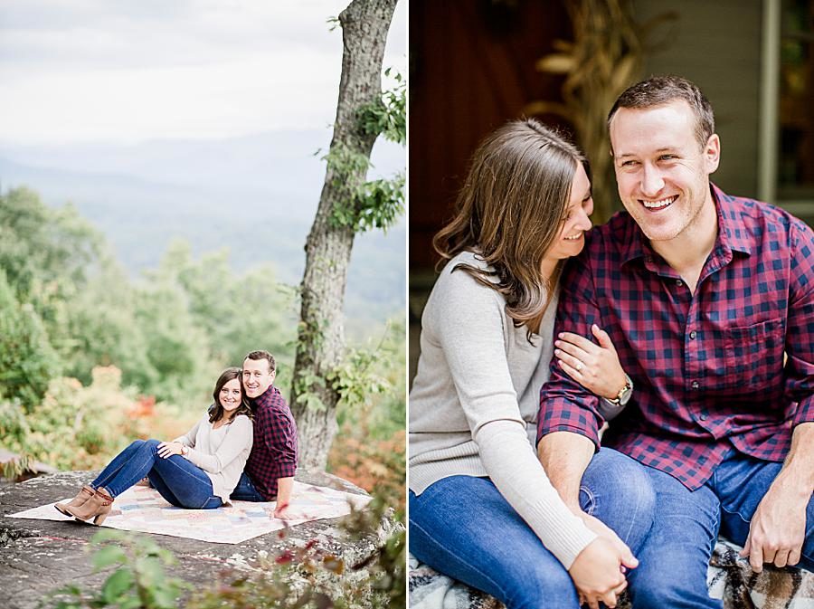 Snuggling at this Eagle Rock engagement by Knoxville Wedding Photographer, Amanda May Photos.