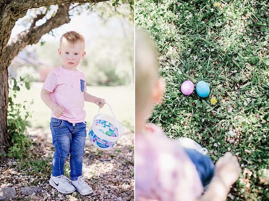 Hiding eggs at this Easter 2019 by Knoxville Wedding Photographer, Amanda May Photos.