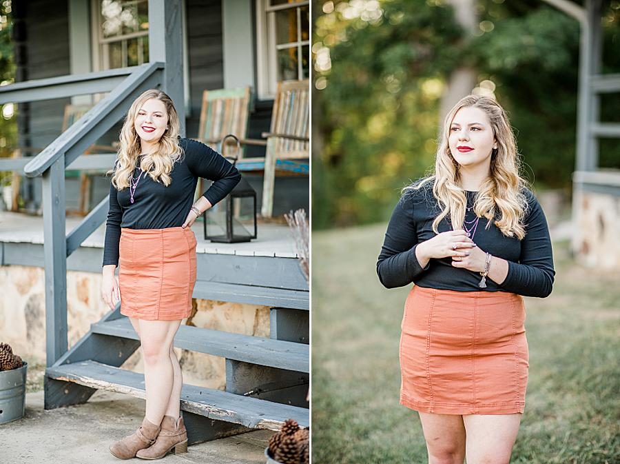 Fall outfit at this Estate of Grace senior session by Knoxville Wedding Photographer, Amanda May Photos.