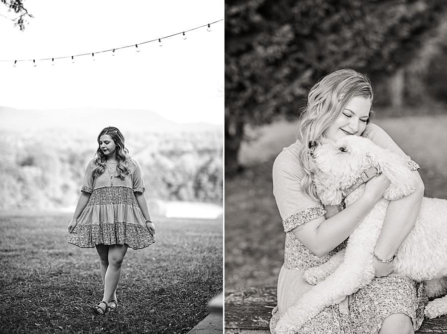 Petting her dog at this Estate of Grace senior session by Knoxville Wedding Photographer, Amanda May Photos.