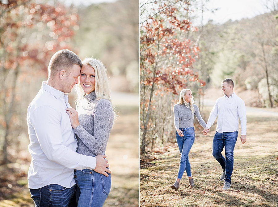 holding hands at foothills parkway engagement