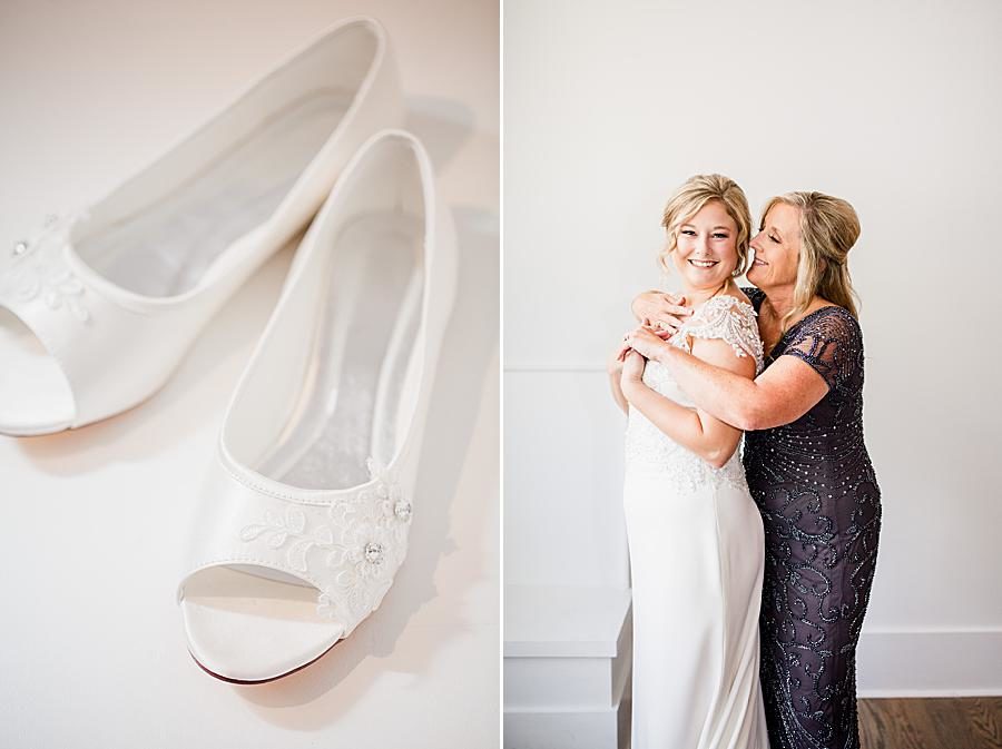 White wedding shoes at this Graystone Quarry wedding by Knoxville Wedding Photographer, Amanda May Photos.