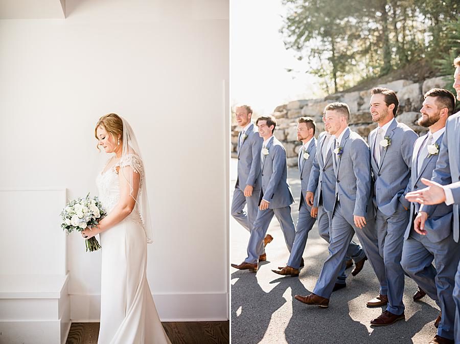 Blue suits at this Graystone Quarry wedding by Knoxville Wedding Photographer, Amanda May Photos.