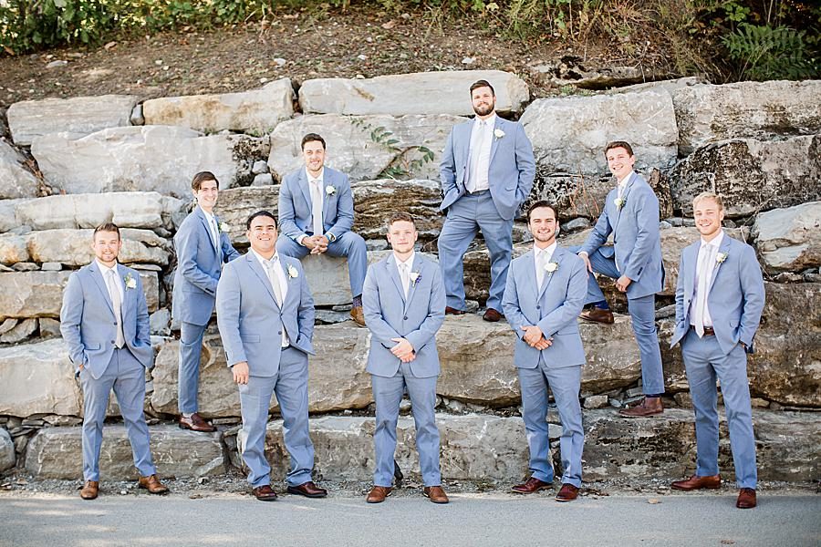 Groomsmen poses at this Graystone Quarry wedding by Knoxville Wedding Photographer, Amanda May Photos.