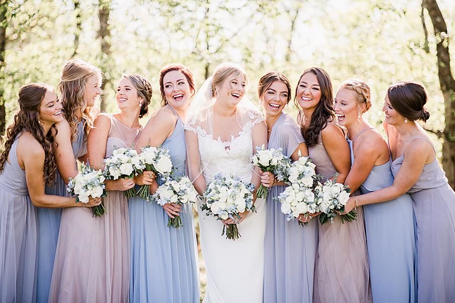 Bridesmaids laughing at this Graystone Quarry wedding by Knoxville Wedding Photographer, Amanda May Photos.