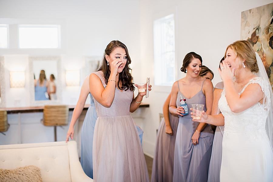 Emotional bridesmaid at this Graystone Quarry wedding by Knoxville Wedding Photographer, Amanda May Photos.