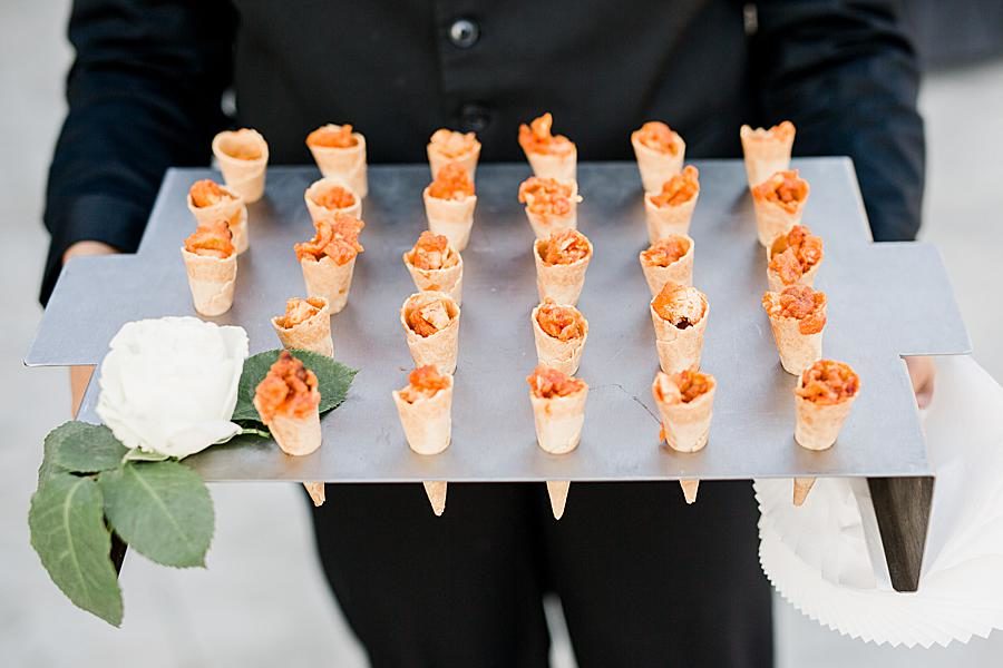 Hors d'oeuvres at this Graystone Quarry wedding by Knoxville Wedding Photographer, Amanda May Photos.