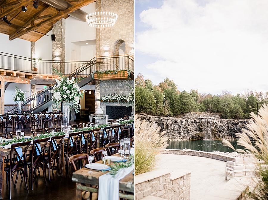Farmhouse tables at this Graystone Quarry wedding by Knoxville Wedding Photographer, Amanda May Photos.