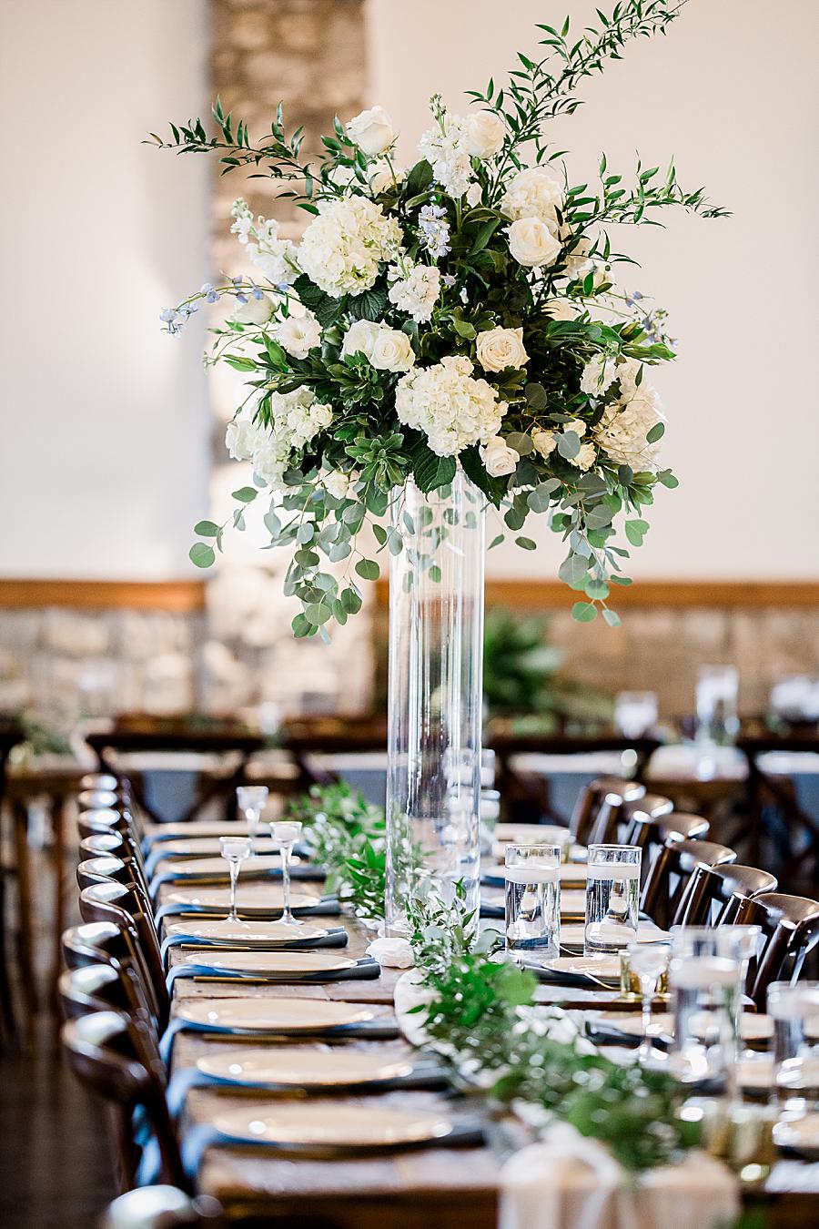 Centerpiece at this Graystone Quarry wedding by Knoxville Wedding Photographer, Amanda May Photos.