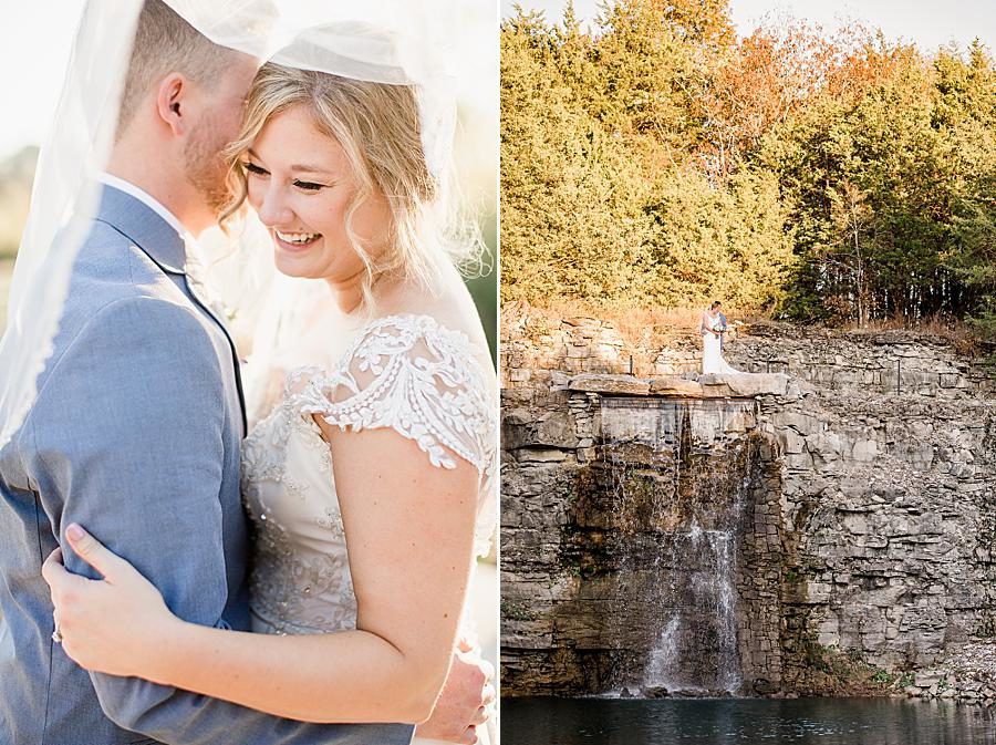 Waterfall at this Graystone Quarry wedding by Knoxville Wedding Photographer, Amanda May Photos.
