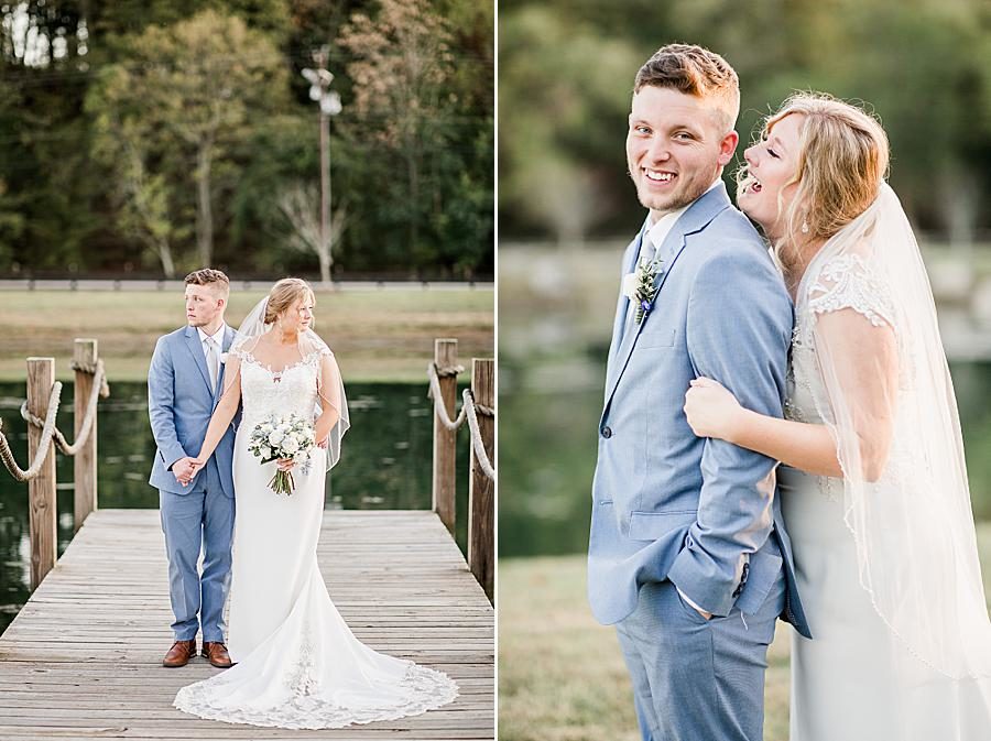 On the dock at this Graystone Quarry wedding by Knoxville Wedding Photographer, Amanda May Photos.