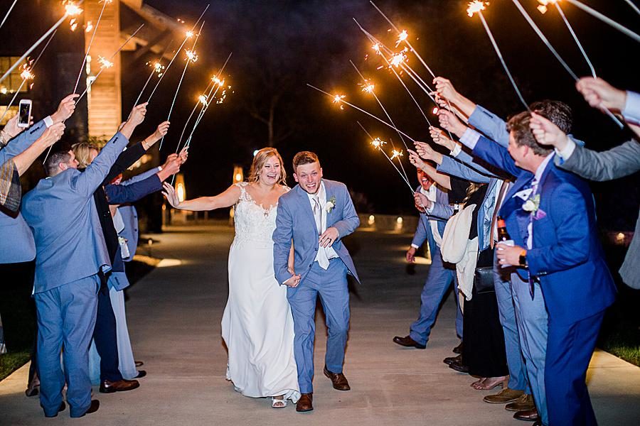 Sparkler exit by Knoxville Wedding Photographer, Amanda May Photos.