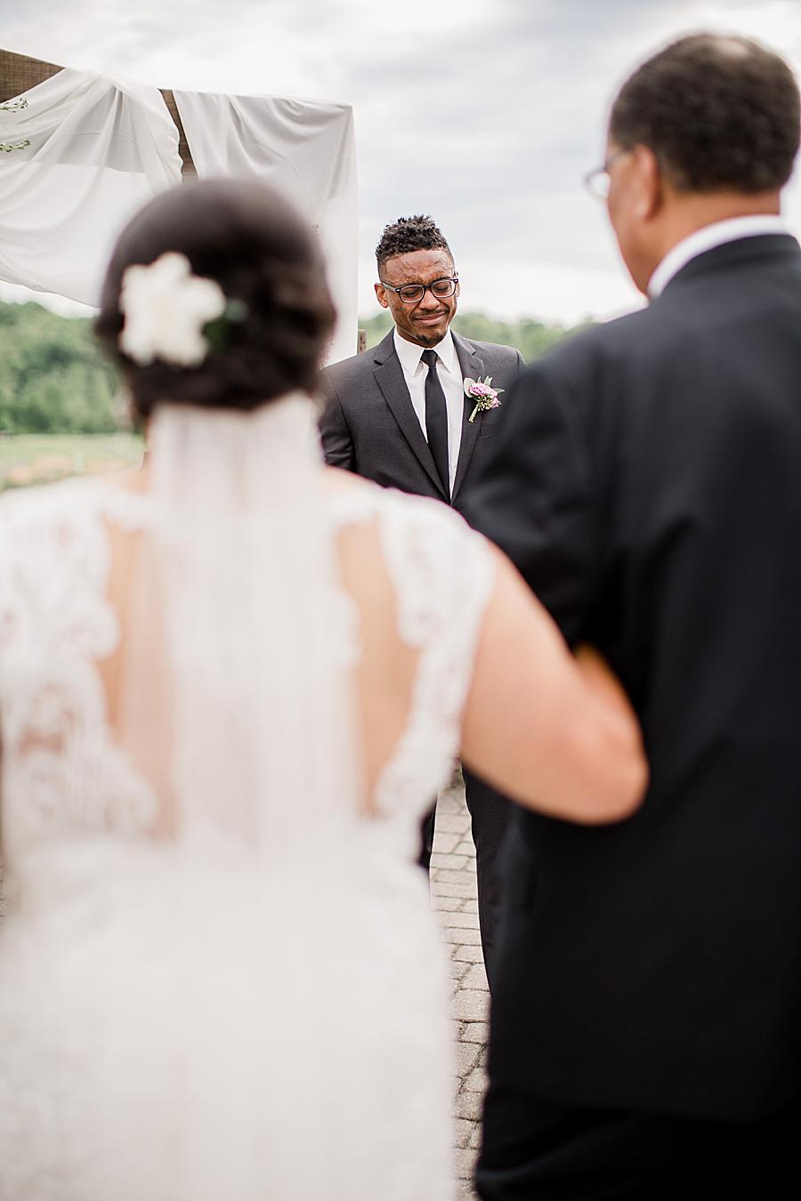 Groom reaction at this Holston Hills Country Club wedding by Knoxville Wedding Photographer, Amanda May Photos.