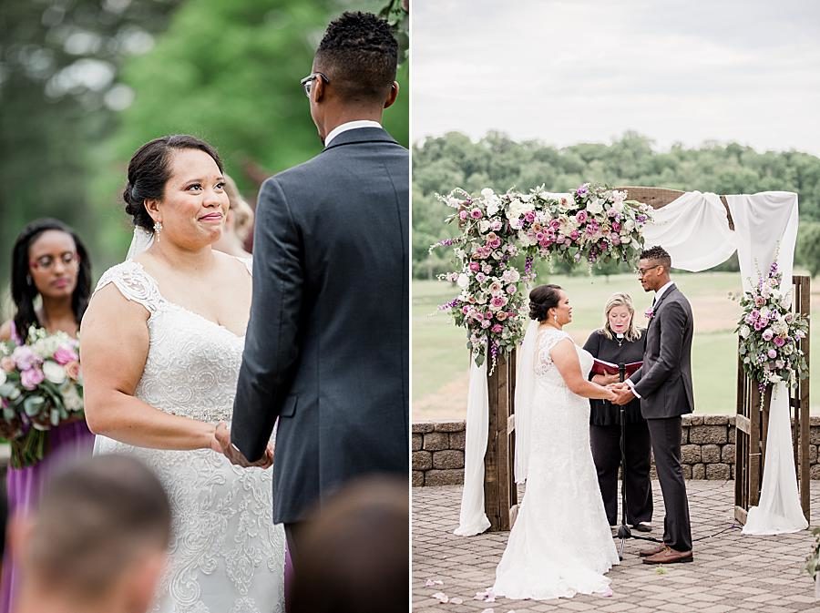 Exchanging vows at this Holston Hills Country Club wedding by Knoxville Wedding Photographer, Amanda May Photos.