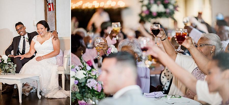Cheers at this Holston Hills Country Club wedding by Knoxville Wedding Photographer, Amanda May Photos.