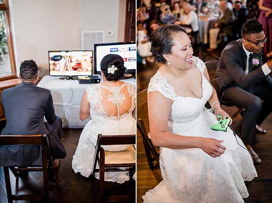 Video games at this Holston Hills Country Club wedding by Knoxville Wedding Photographer, Amanda May Photos.