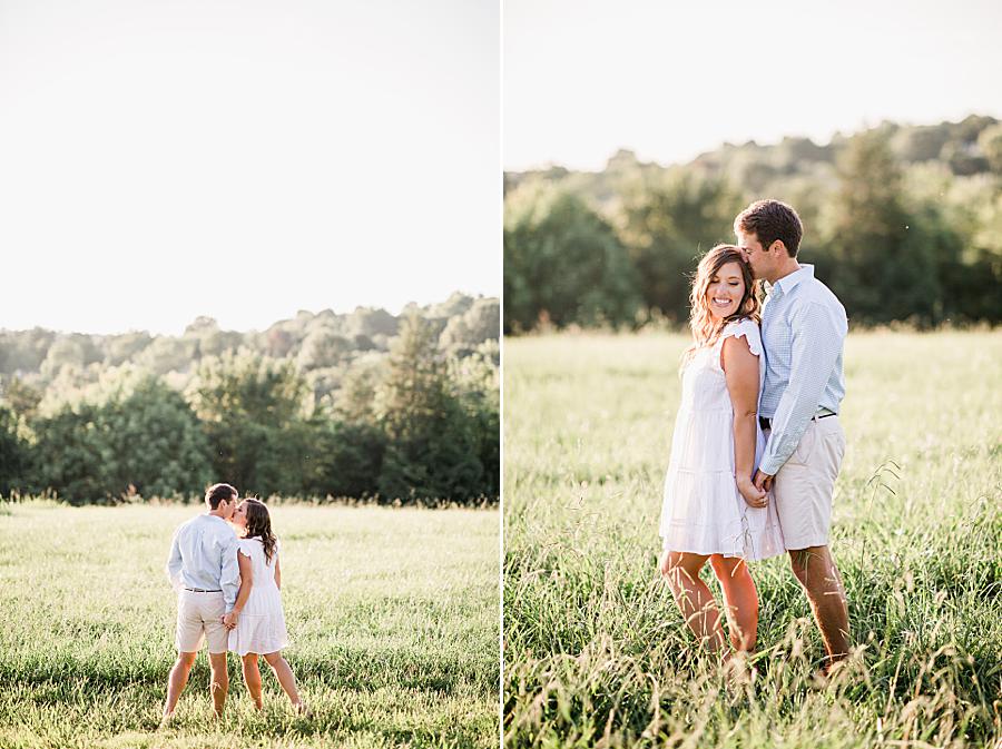kiss on the temple at hunter valley farm engagement
