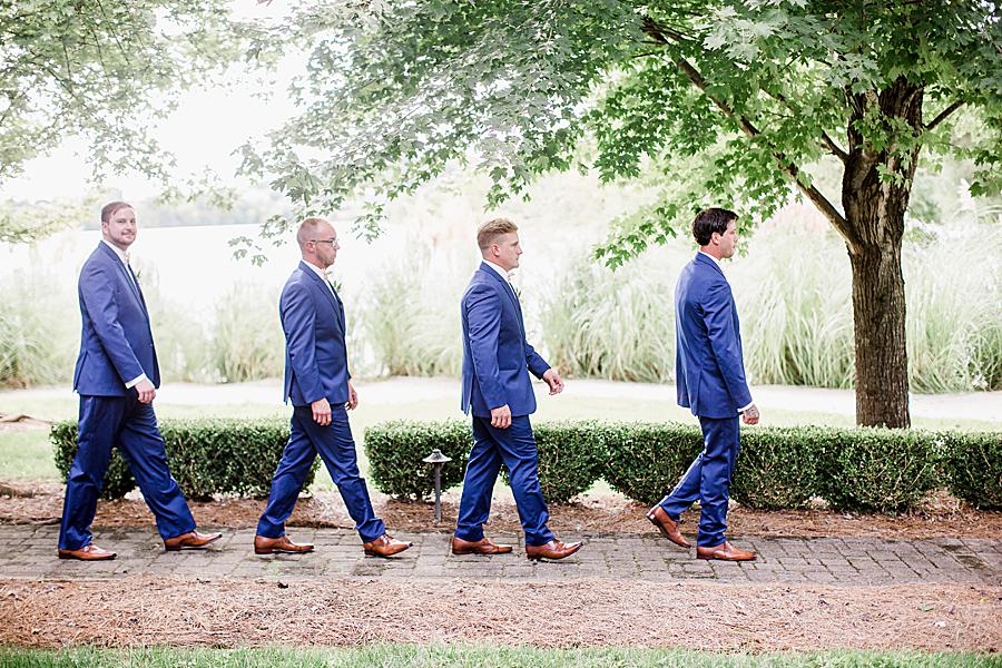groomsmen walking at hunter valley farm wedding
