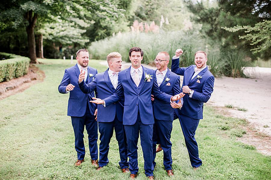 groomsmen being silly at hunter valley farm wedding