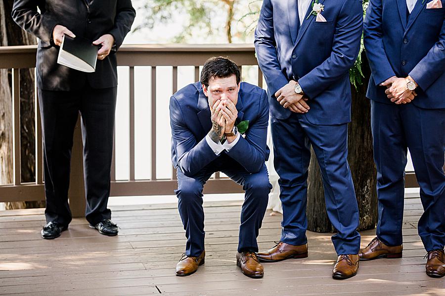 emotional groom at hunter valley farm wedding