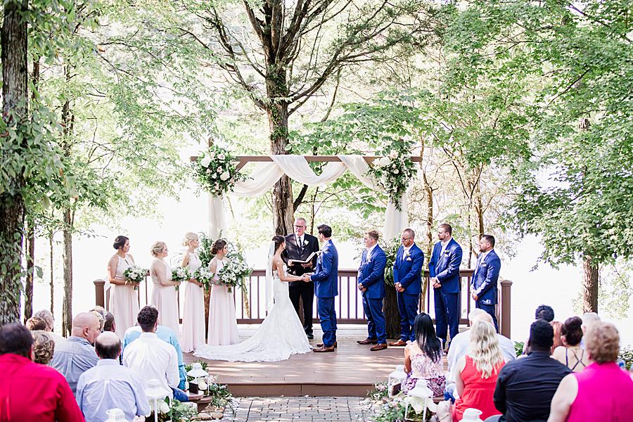 exchanging vows at hunter valley farm wedding