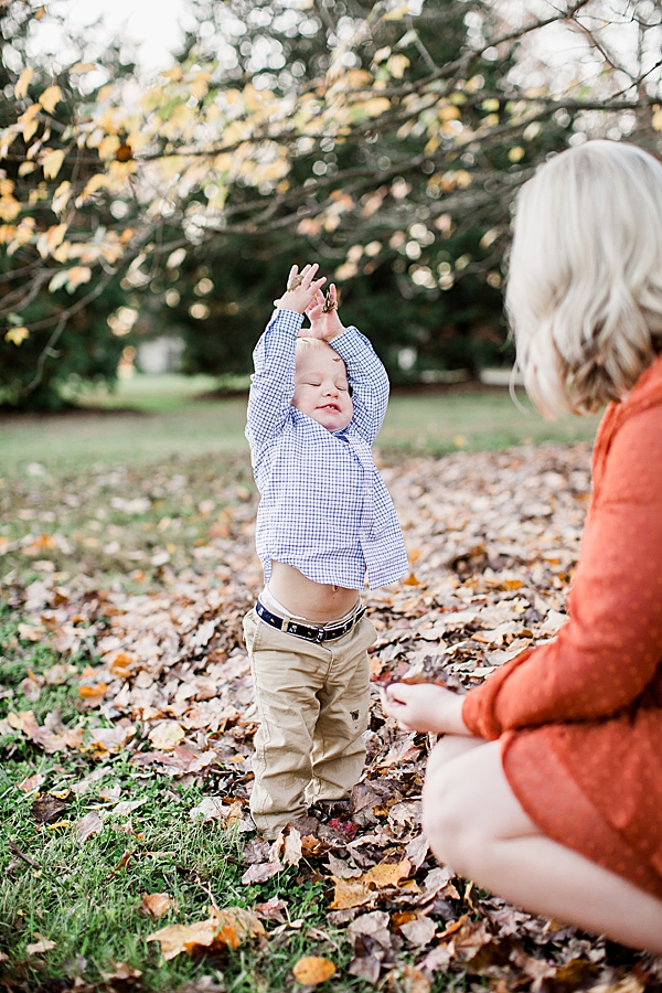 tossing leaves at knox botanical fall family