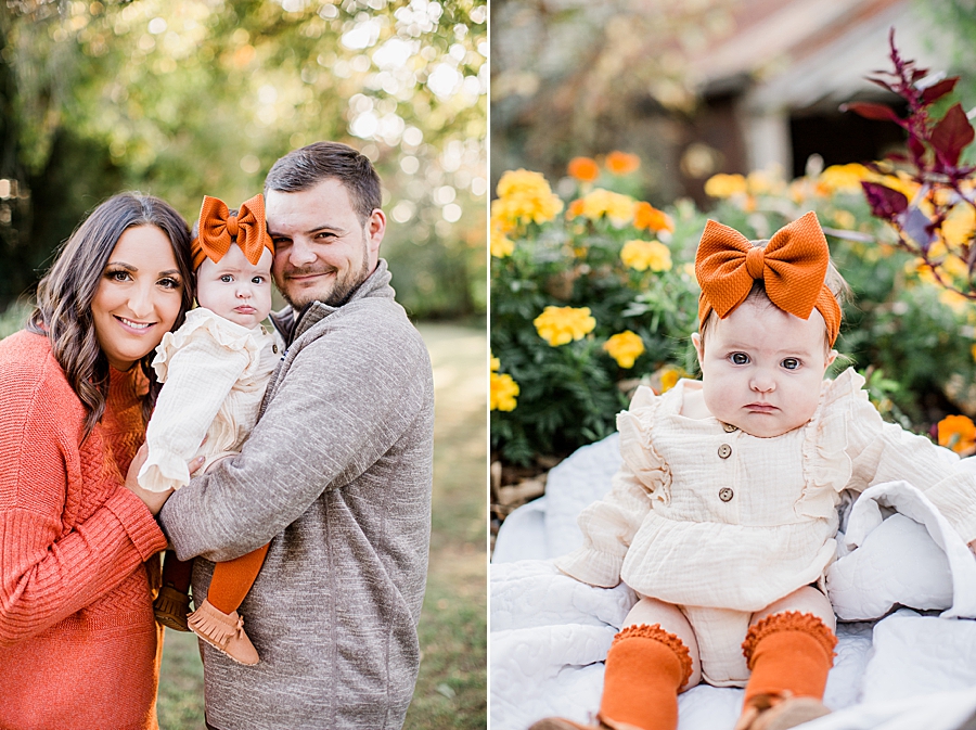 baby in cute fall outfit at knox botanical